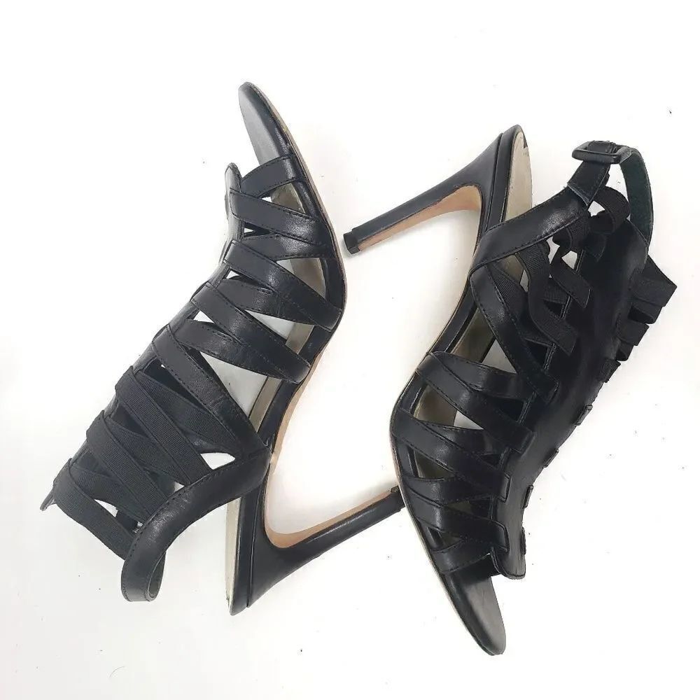 Viaย Spigaโgladiatorโstyleโblackโleatherโheels
